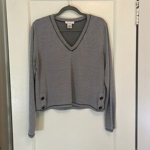 Black and white stripped top with button details